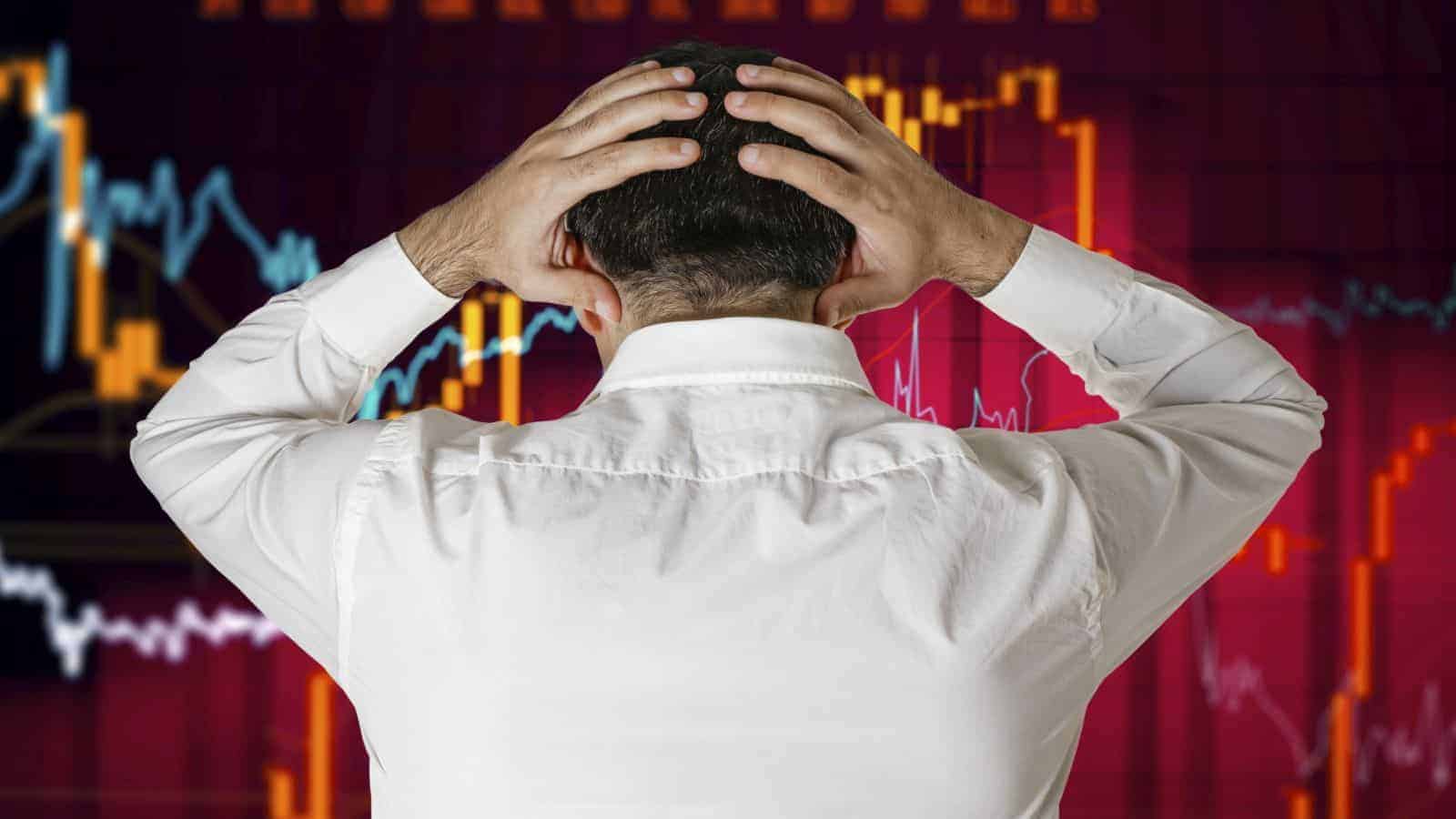Man broker stock market crash crisis concept