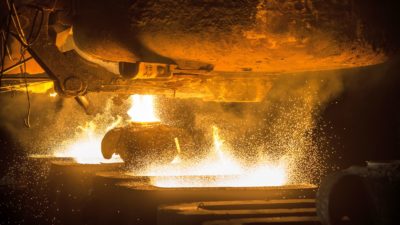 Record steel price ASX shares Tank pours the liquid steel in the molds