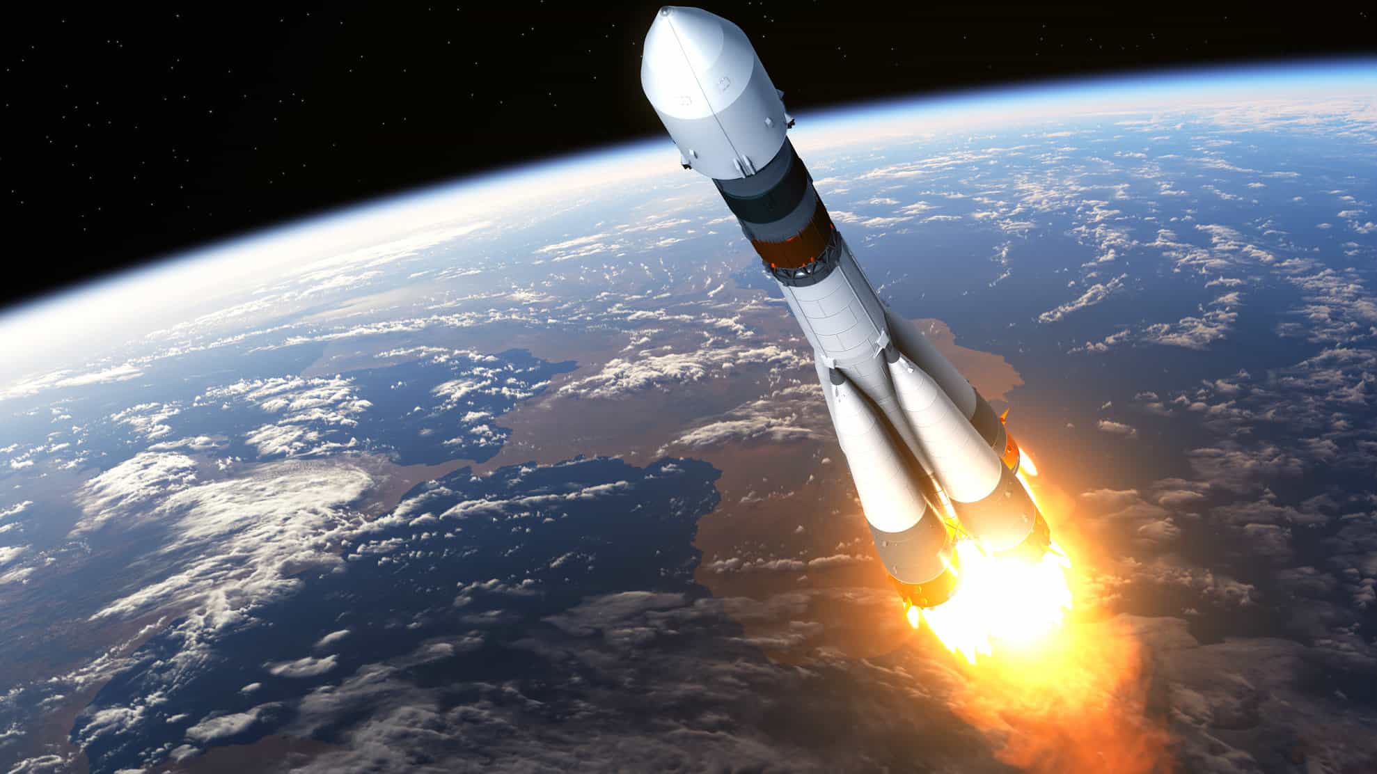 A rocket shoots up into space, indicating a surging share price movement on the ASX