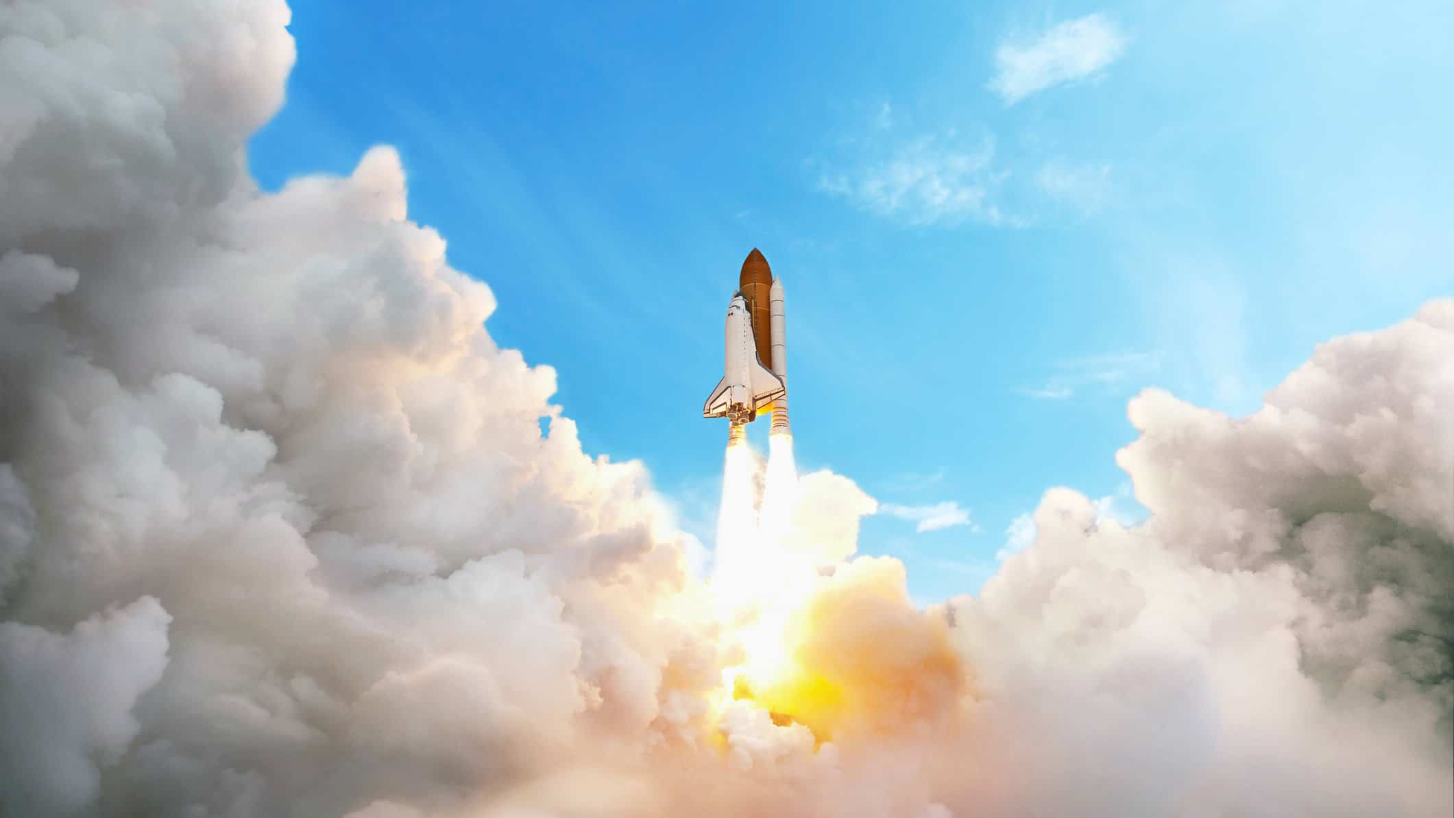 Rocket soaring through the sky