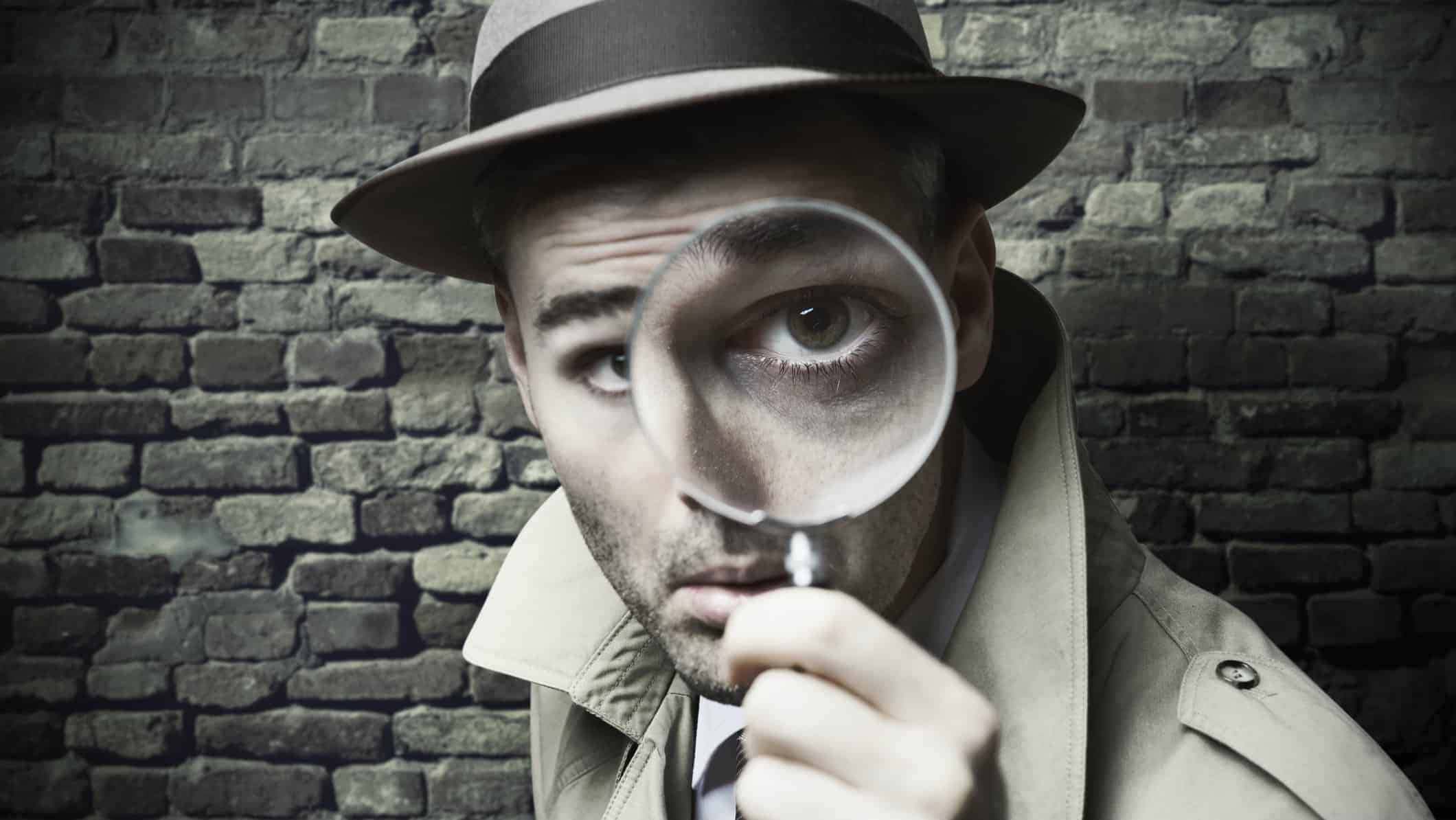 Looking through magnifying glass