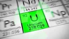 the chemical symbol for uranium on a periodic table.