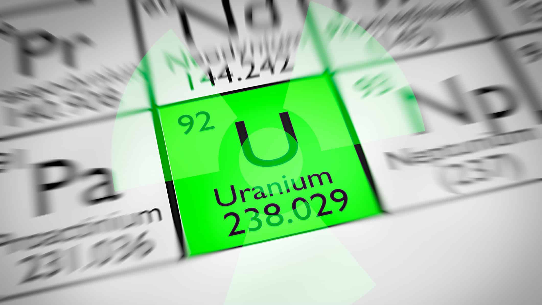 the chemical symbol for uranium on a periodic table.