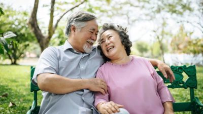 couple of retirement age embracing