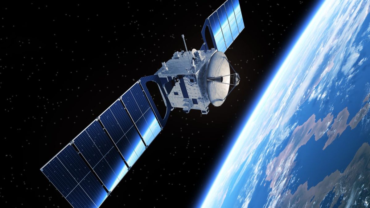 satellite in space orbiting the earth