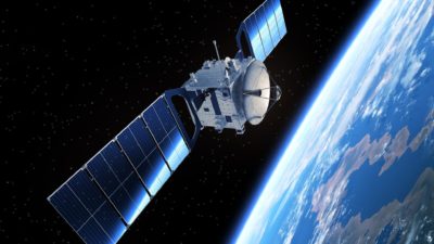 satellite in space orbiting the earth