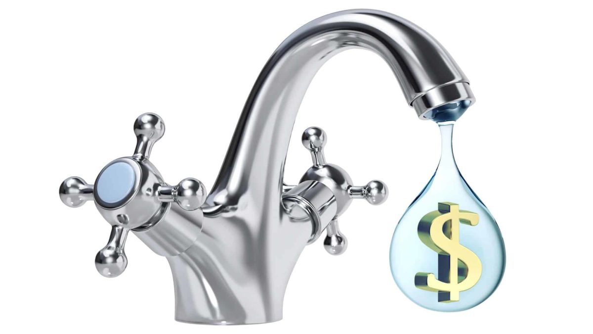 Water tap with dollar sign