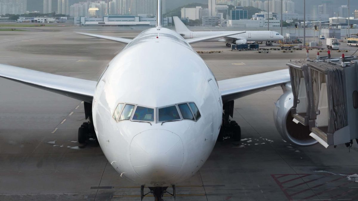 airplane on the ground at airport terminal