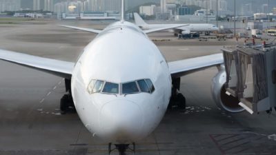airplane on the ground at airport terminal