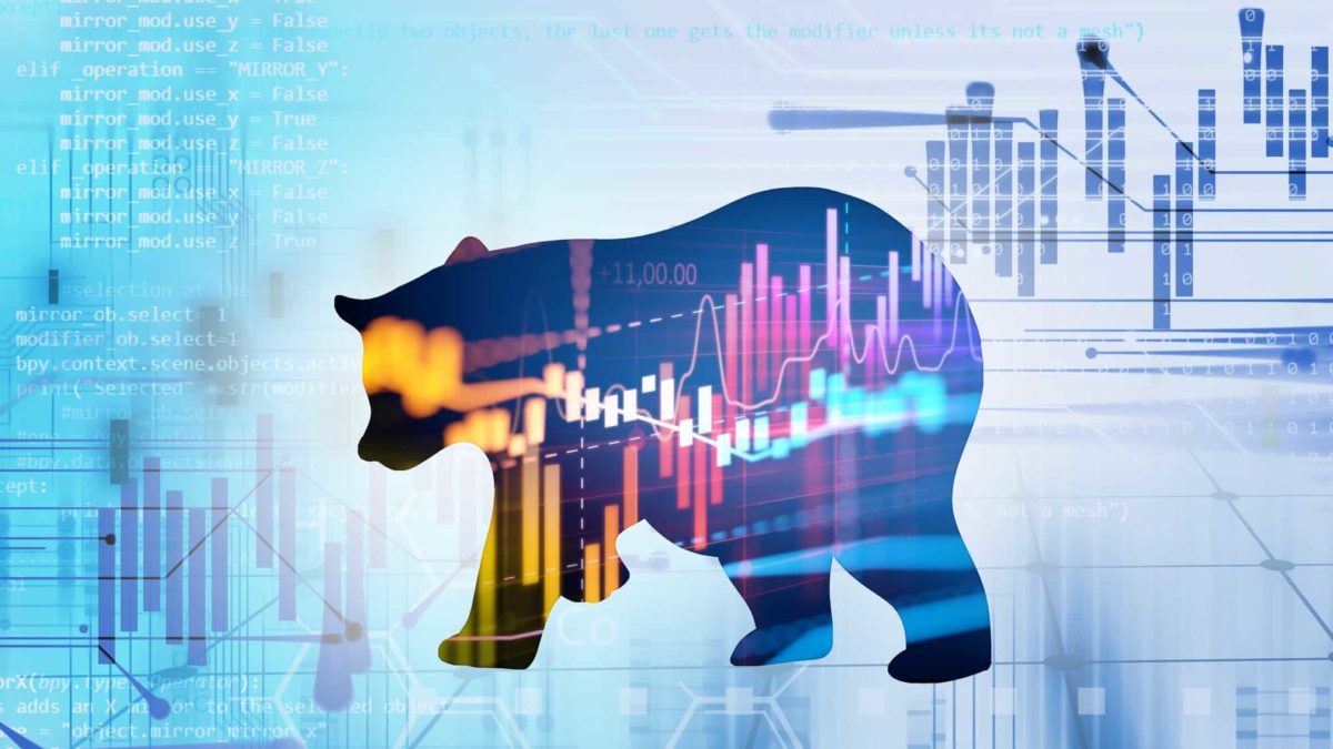 stylised silhouette of a bear on financial graph background
