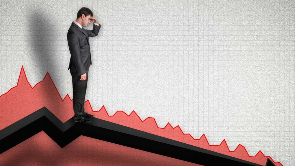 red chart with downward arrow