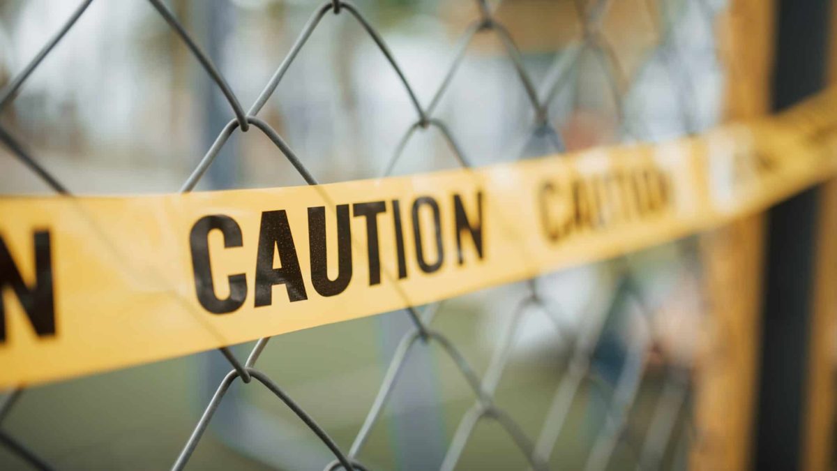 Yellow tape with 'caution' written in black lettering