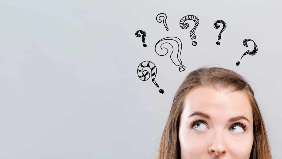 Questioning asx share price represented by women with virtual question marks above her head