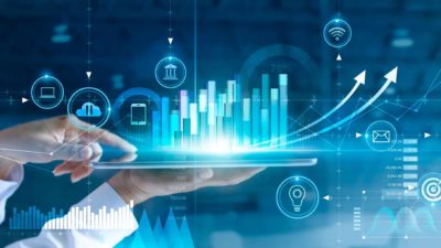 digital screen of bar chart representing asx tech shares