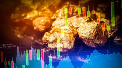 digital asx share price graph against backdrop of gold nuggets