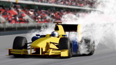 racing car skidding representing sliding PWR share price