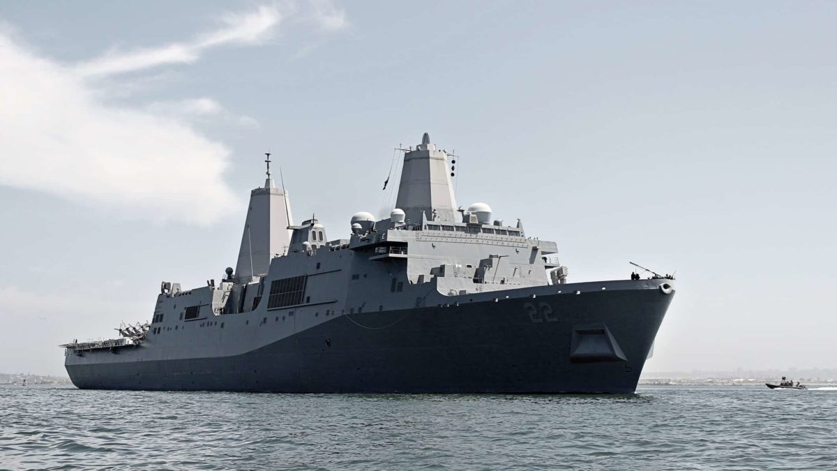 navy ship on the water representing austal share price
