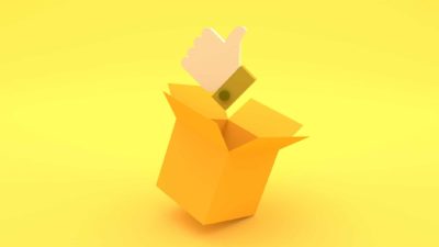 thumbs up figure popping out of packaging carton representing surging pro-pac share price