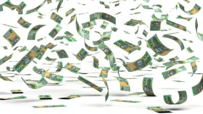 Super profit tax ASX miners one hundred dollar notes floating around representing asx share price growth