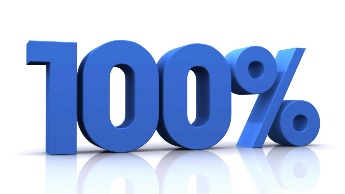 large blue block digits saying one hundred per cent representing asx shares that have grown