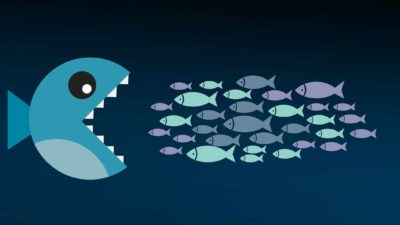 big fish eating smaller fish ASX shares M&A 2021