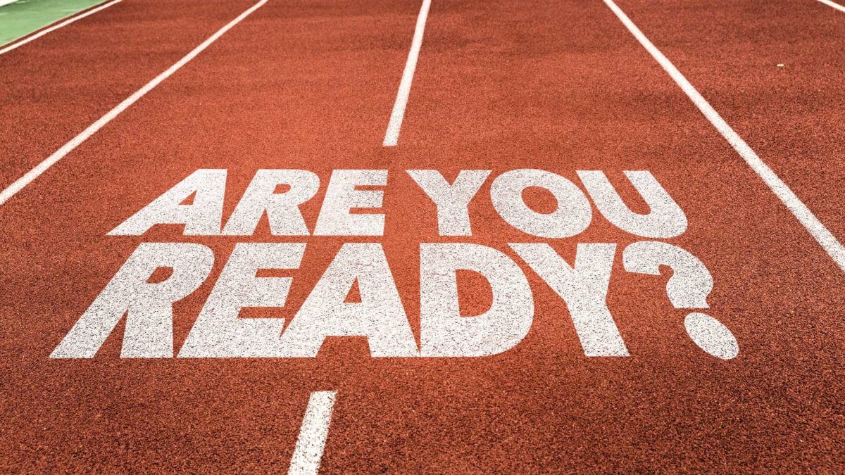 boom in technology shares represented by race track strating line printed with the words 'are you ready'