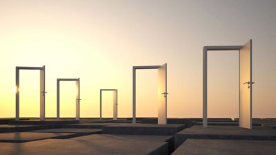 asx growth share price represented by lots of doors opening to the horizon