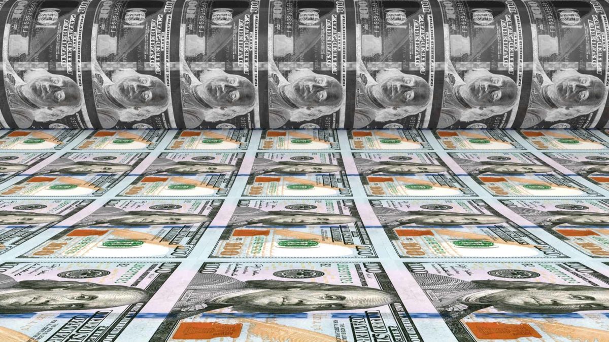 Biden stimulus effect on bluescope share price represented by us dollars being printed