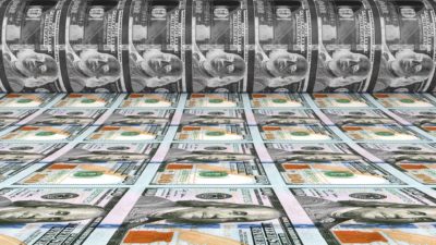 Biden stimulus effect on bluescope share price represented by us dollars being printed