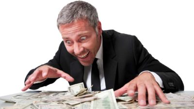 a business exec making a grab for money