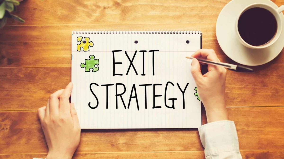 asx share price delist represented by note pad with words exit strategy on it