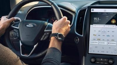 ford stock represented by interior of a Ford motor car