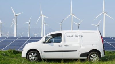 vehicle in wind farm setting