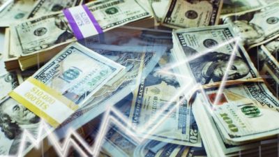 bundles of US notes on top of each other