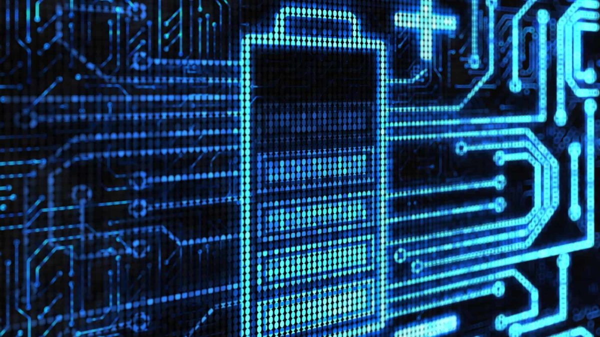 Galan share price Bright neon blue and black graphic of a battery cell