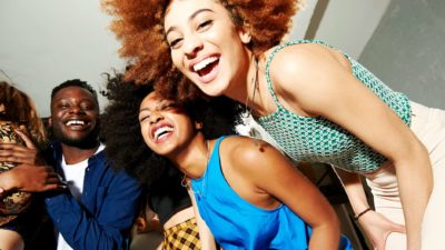 Young happy people having fun