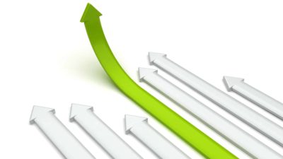 arrows representing a rise in share price