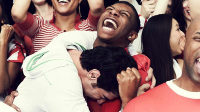 happy people cheering