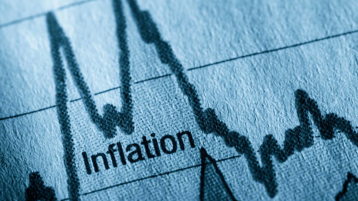 graph depicting inflation with the word written in the middle