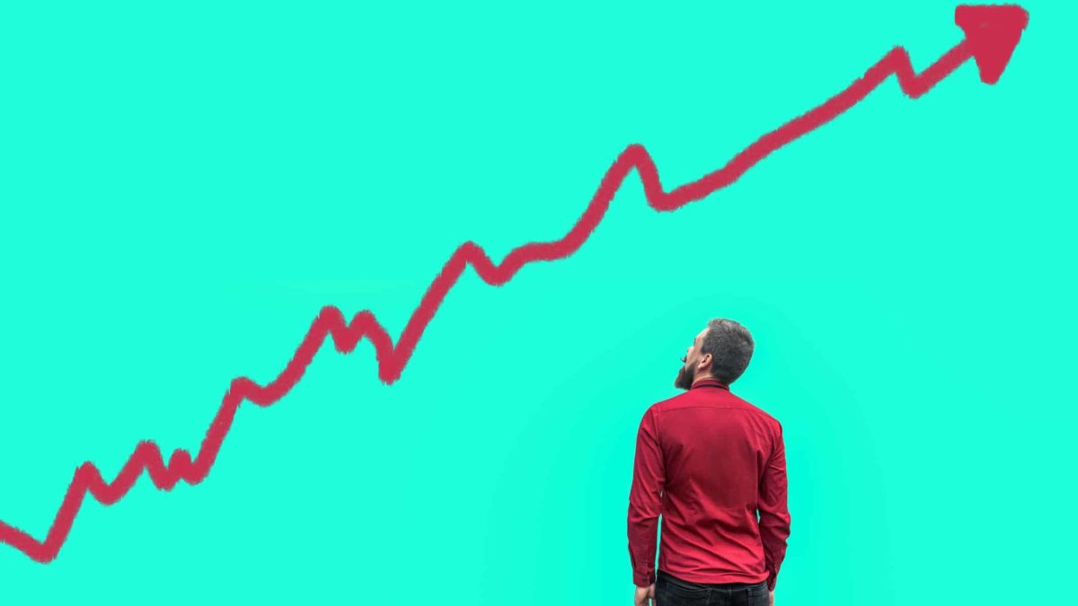 rising share price line observed by person