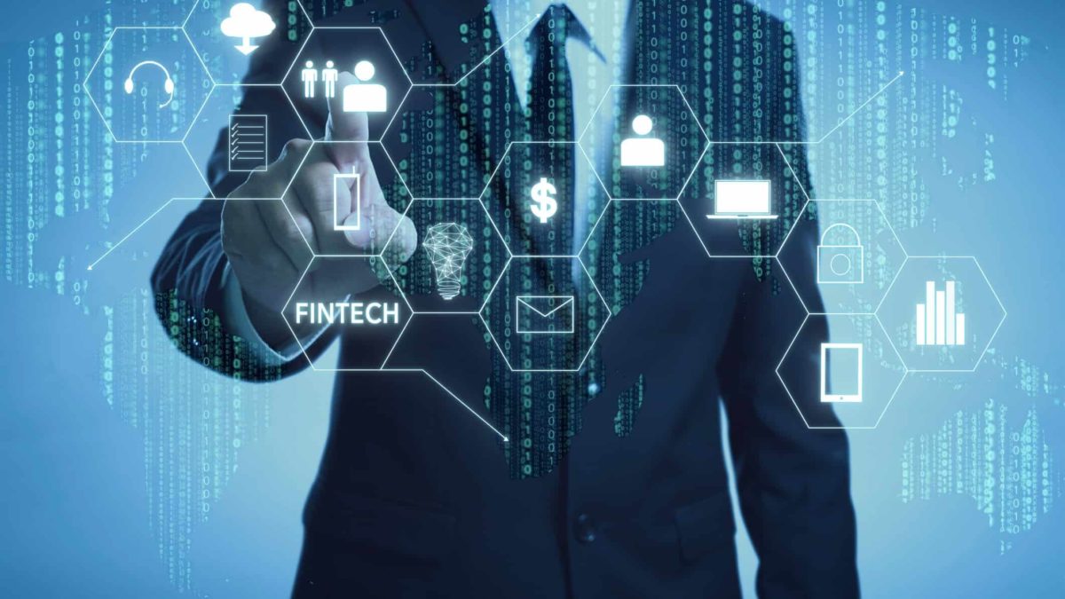 Man presenting Fintech demonstration