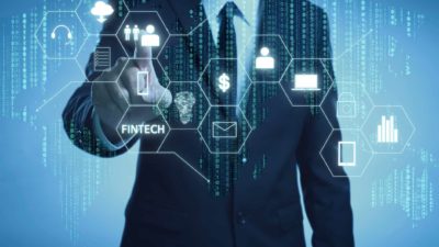 Man presenting Fintech demonstration