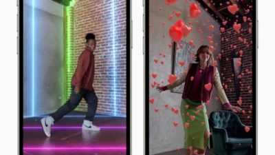 iPhones with augmented reality features.