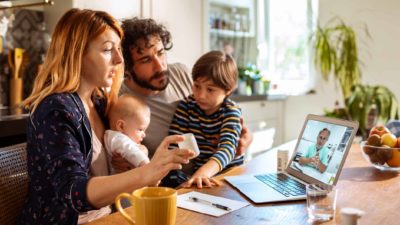 Family using Zoom to call doctor