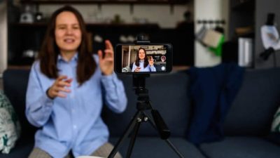 woman recording herself