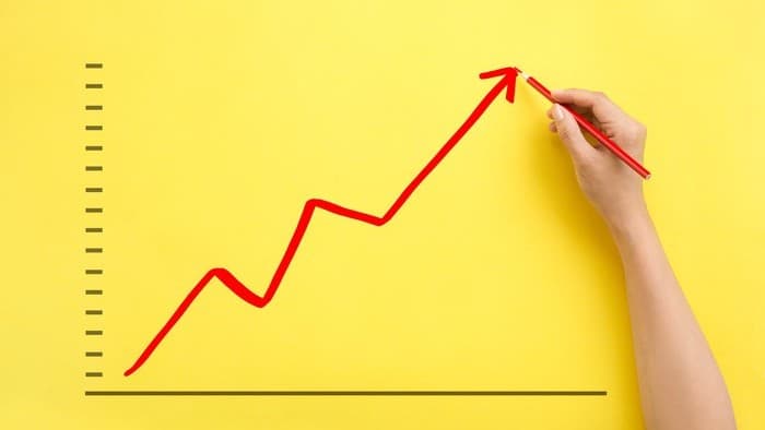 Rising share price chart.