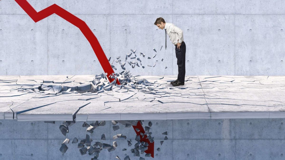 An arrow crashes through the ground as a businessman watches on.