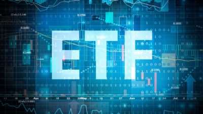 ETF written with a blue digital background.