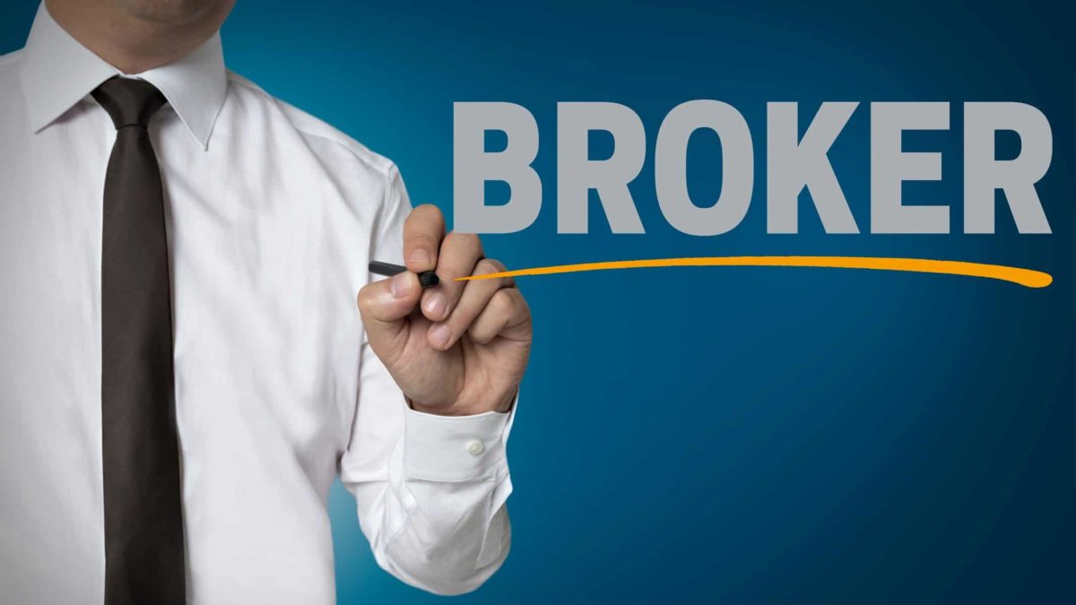 Broker written in white with a man drawing a yellow underline.