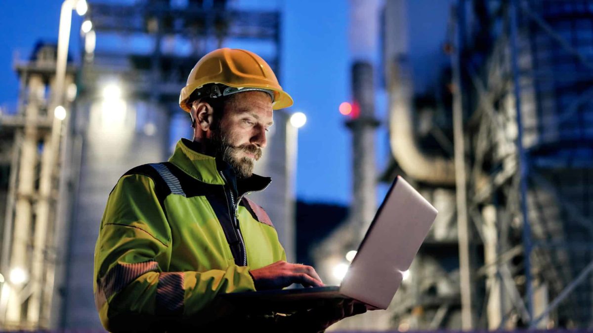 Engineer on a laptop.